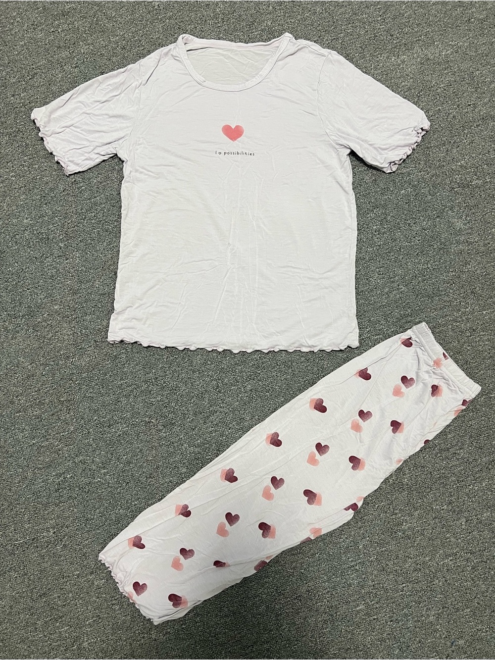 Girl’s Light Purple Heart-Print Bamboo PJ 10-12T